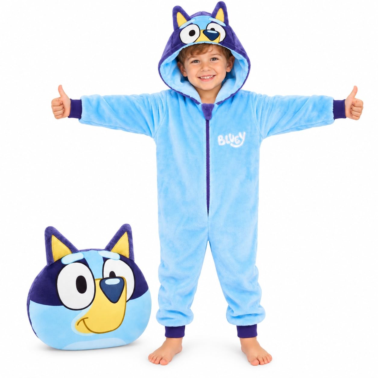 Bluey Boys Fleece Onesie with Hood, Cosy Loungewear - Gifts for Boys