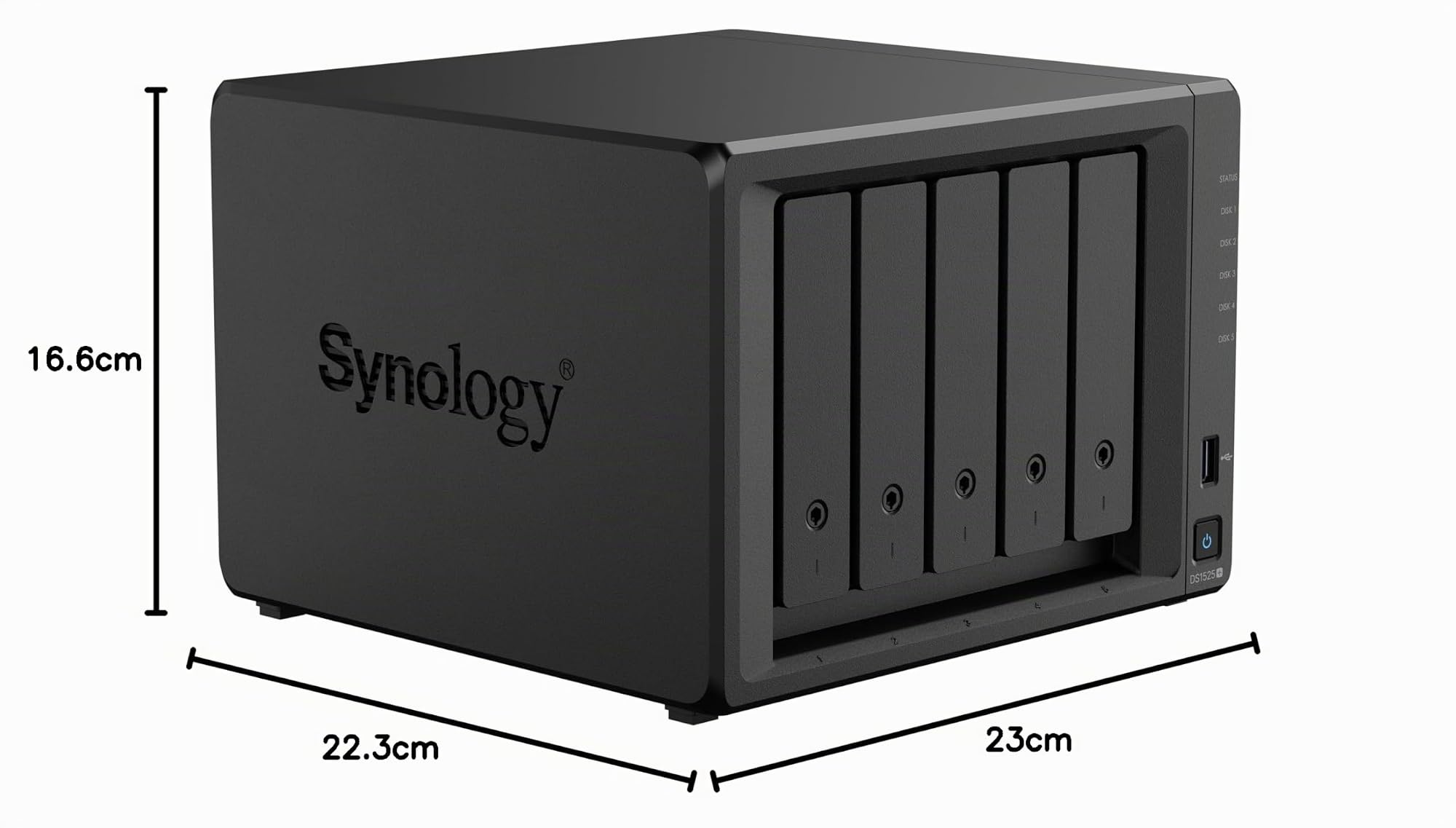 Synology Kit NAS Extensible à 5 Baies DS1525+ AMD RyzenCPU avec 8 Go de mémoire, utilisateurs Standard 2,5 GbE, revendeur autorisé Domestique, Field Lake, Support téléphonique, DiskStation