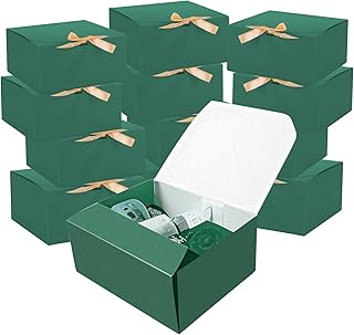 12 Pack Green Gift Boxes with Lids,with lids bulk, Bridesmaid Proposal Box with Ribbon, Gift Boxes for Wedding, Christmas, Valentine's Day,Birthday,Baby Shower and the other Parties. （10''x 8'' x 4''）