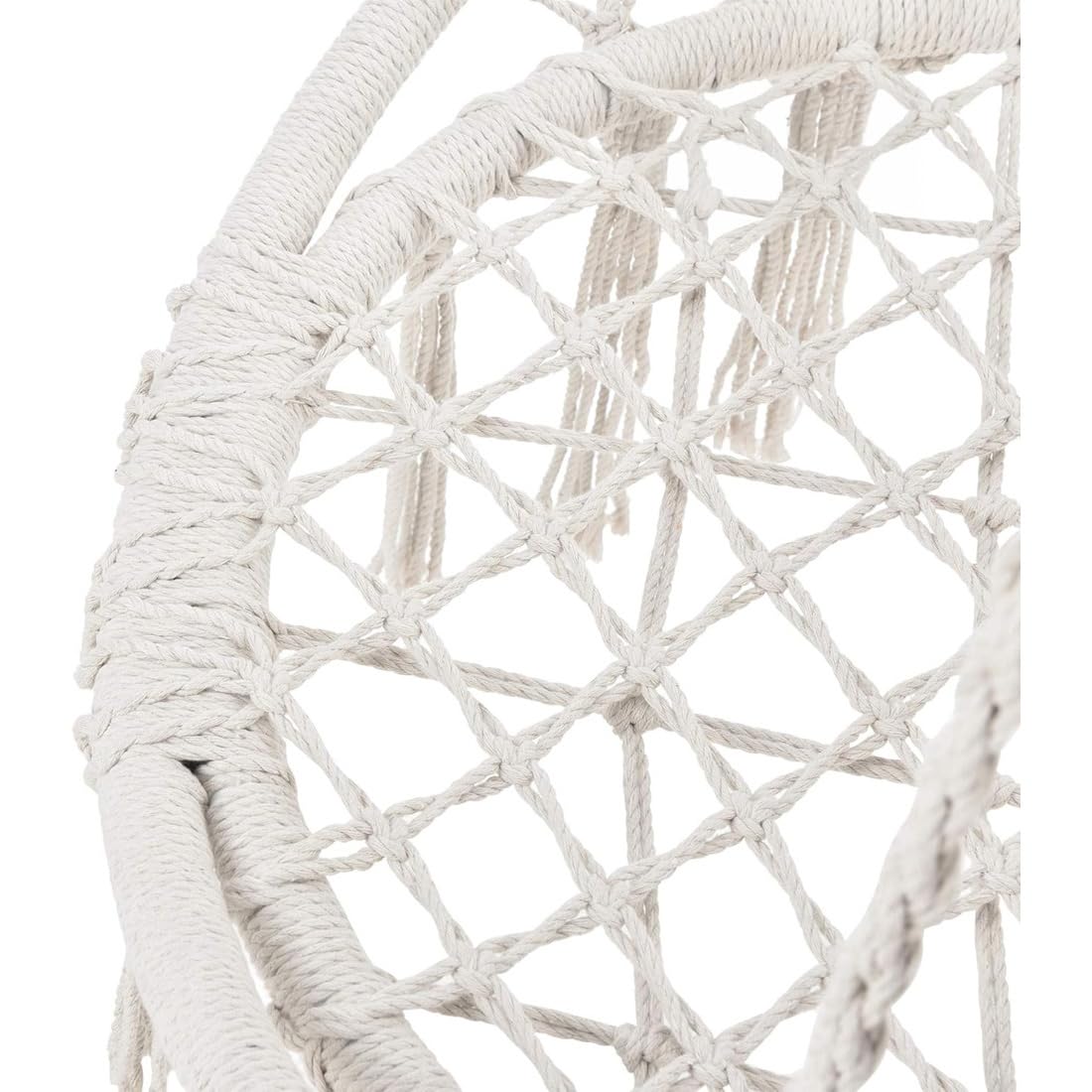 Panda Home Silla Colgante Exterior con Flecos, Ø80cm X 120Cm,Silla Columpio para Interior y Exterior, Beige