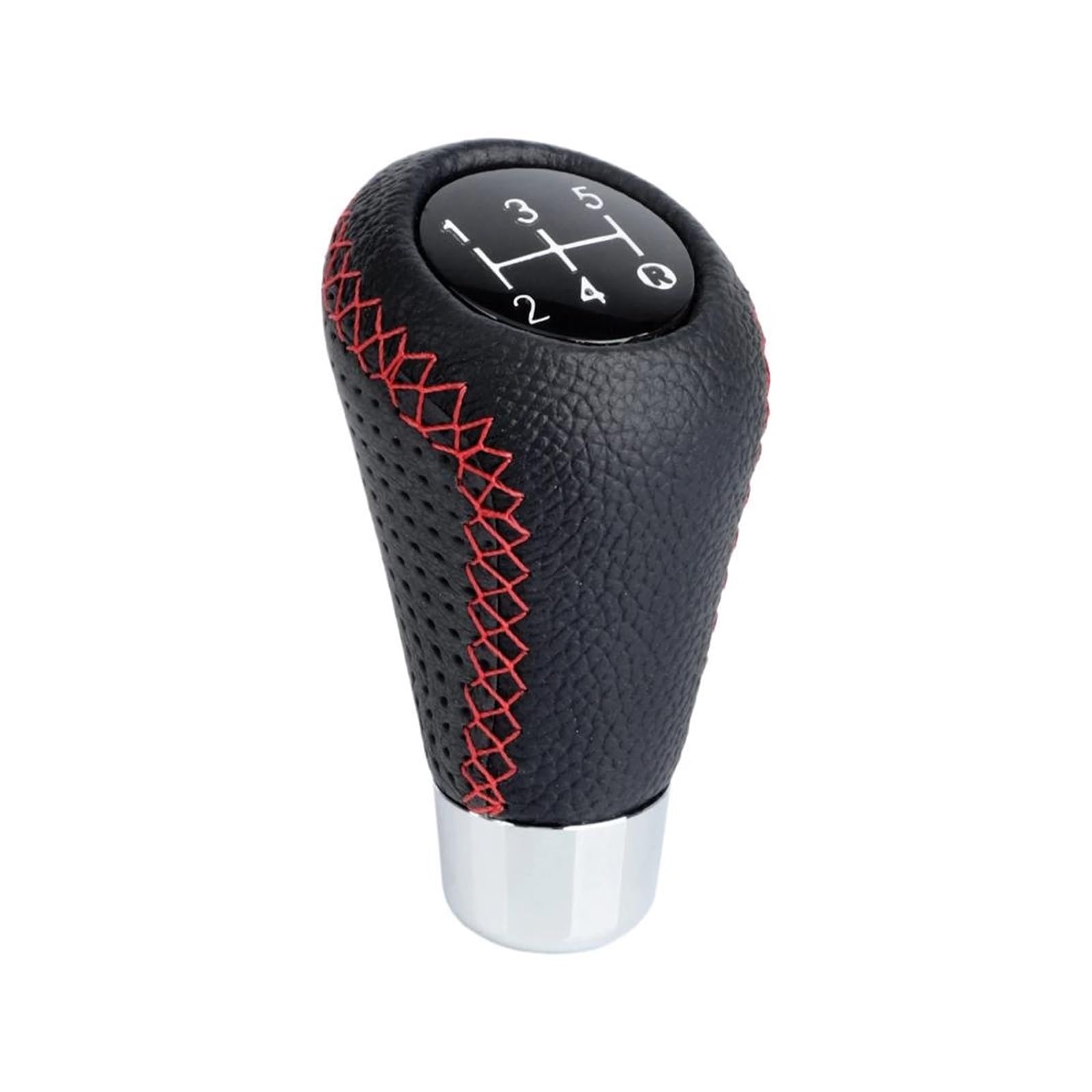 Gear Knob For Universal 5 Speed Manual Leather Red Stitch Gear Shift Knob