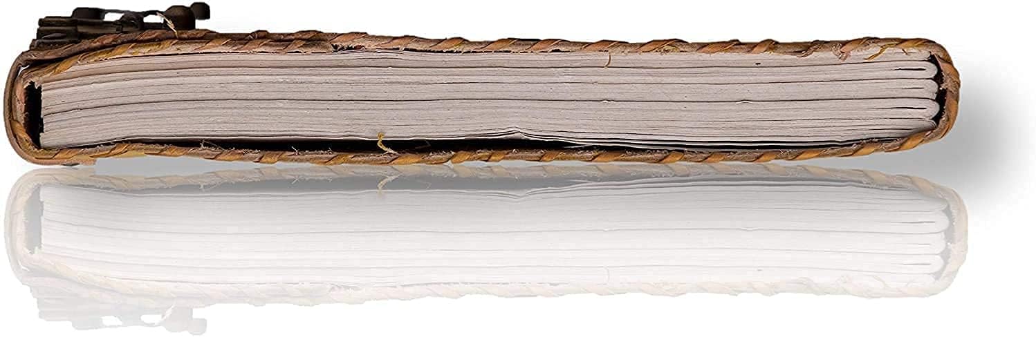 Tuzech Seven Chakra Medieval Stone Embossed Handmade Jumbo Leather Journal Book of Shadows Notebook Seven Chakra Office Diary College Poetry Sketch (Yellow, 10 x 7 Inches)