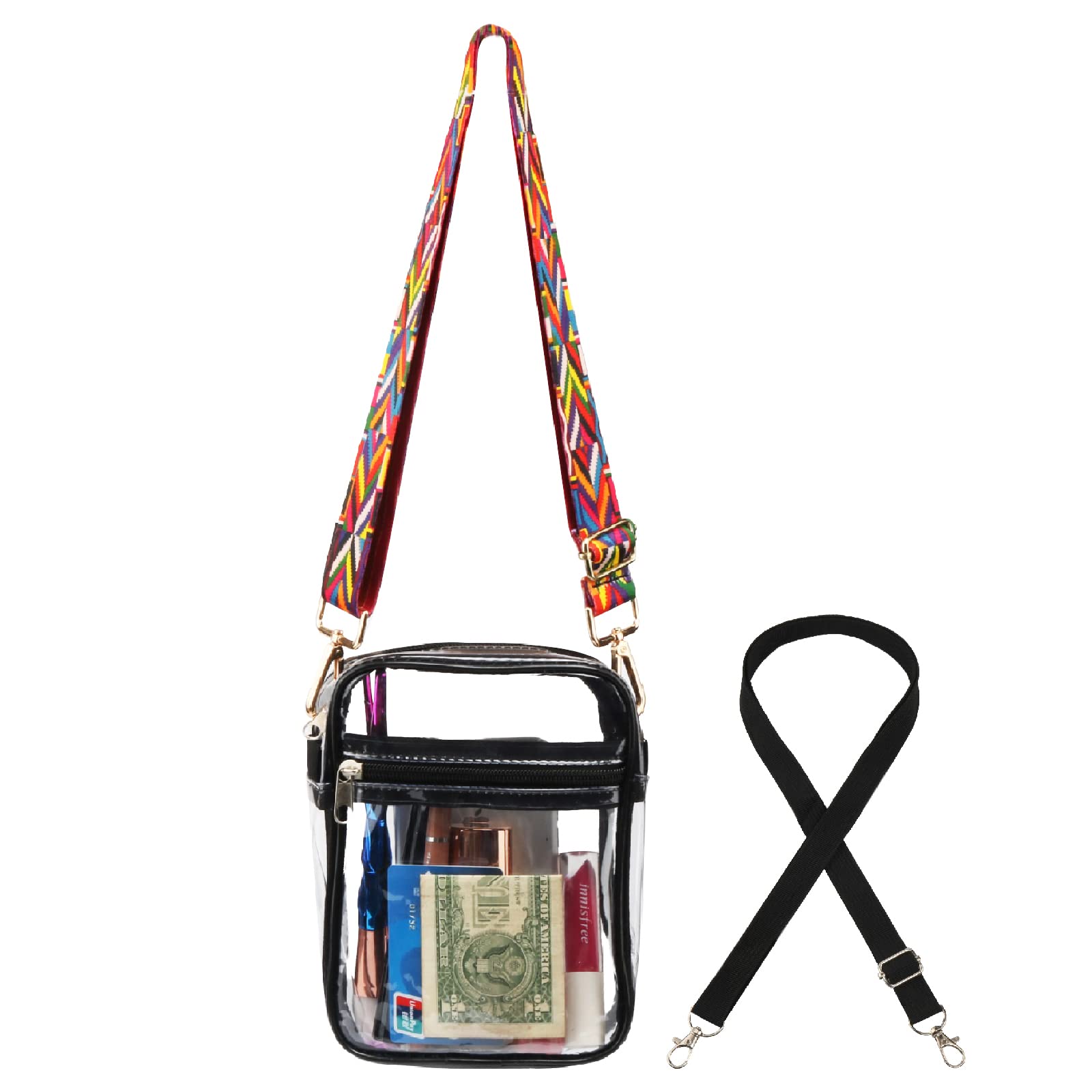 WEDDINGHELPER Clear Crossbody Purse Bag, Clear Bag Stadium Approved Inner Pocket for Concerts, Festivals, Sports Events