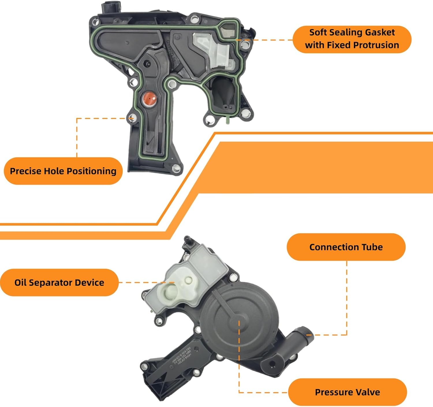 Engine Crankcase Vent Valve Oil Separator Breather Hose Tube Kit Fit for Audi 2.0T 1.8T Q5 A6 A5 A4/Quattro 06H103495AE 06H103495AK 06H103495J 06H103495AC 06H103495AH