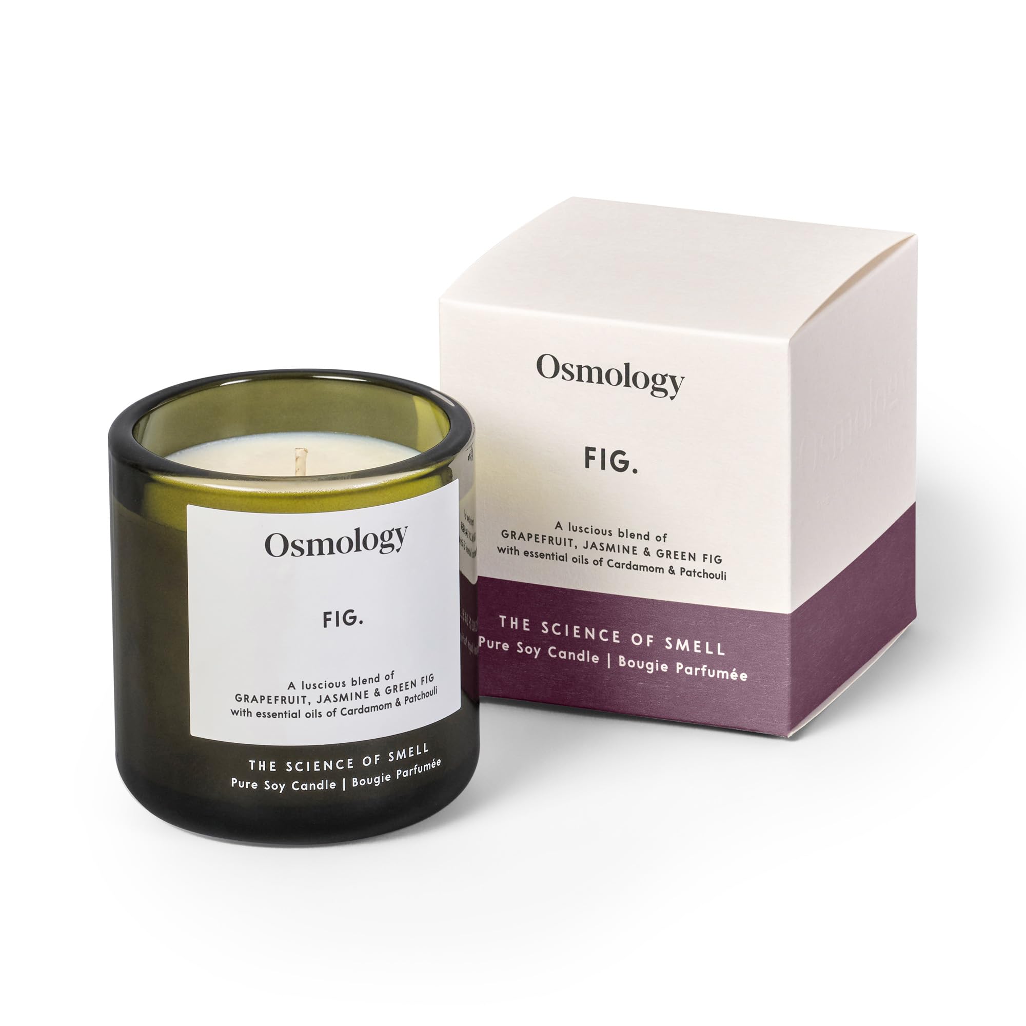 Osmology by Aery Fig Scented Candle - Grapefruit, Green Fig, Jasmine & Patchouli - Hand Poured Soy Wax Candle - 200g - Fresh Botanical Aromatherapy Candle