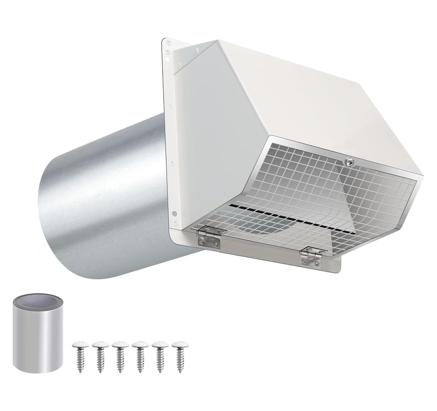 5 Inch Hooded Wall Vent with Screen and Damper,5" Vent Hood Wall Exhaust Vent Cover,Dryer Vent Cover Outside,5"Vent Cover Exterior Wall Vent Cap for Range Hood Kitchen Air Ventilation,Galvanized Steel