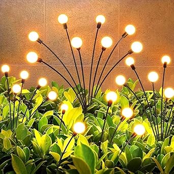 LIGHTNIING HAMMERZ Firefly Garden Lights Outdoor Solar Lights | 8 LED | Starburst Solar Garden Light, Warm Garden Light | Outdoor Decoration | Waterproof | Path Lights for Pots, Balcon, Pathway (2)
