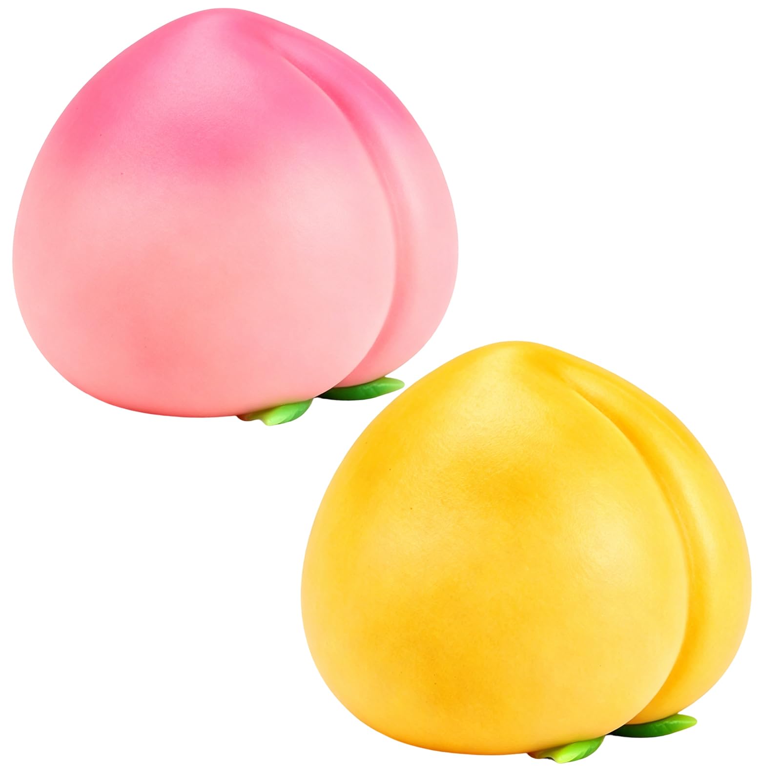 2 PCS Peach Squishy, SquishyPeach, Soft and Squishy Textured Peachs for Stress Relief and Sensory Play, Set of Two in Pink and Yellow Colours
