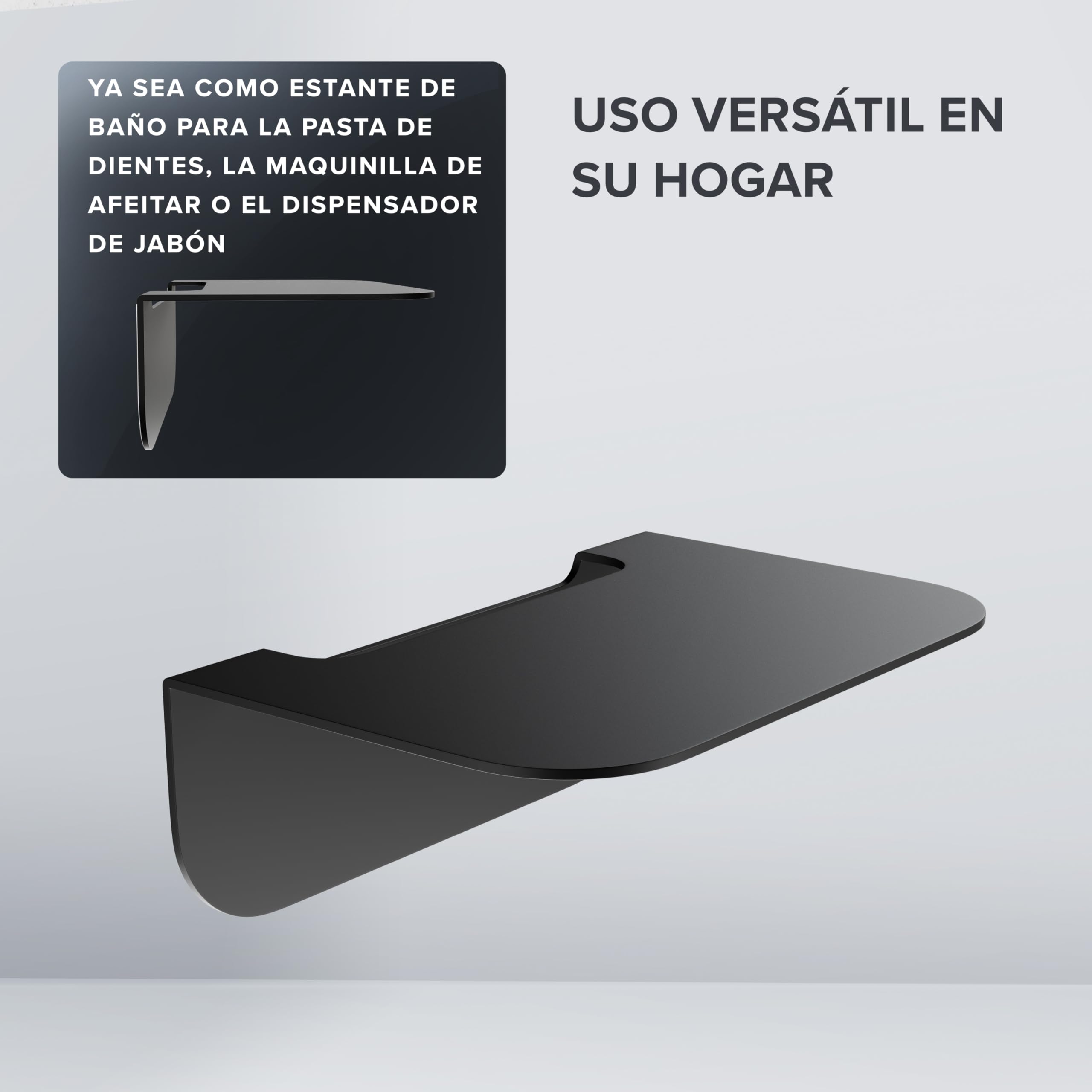 ovimar Estante de baño Gimsoya | Acero Inoxidable | Negro Mate | sin taladrar | en el baño o en la Cocina | para almacenaje o como pequeño Estante para Utensilios de baño o decoración de baño