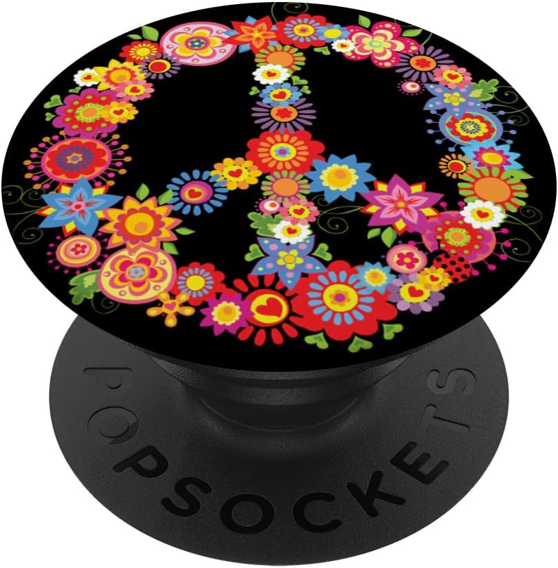 Peace Sign Popsocket - Flower Art Pop Socket - Retro Hippie PopSockets PopWallet for MagSafe