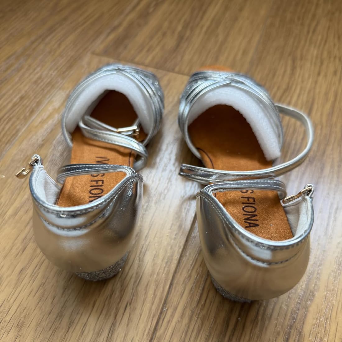 missfiona Zapatos de baile de salón para niñas, zapatos de tacón bajo con purpurina, Silver, 28.5 EU