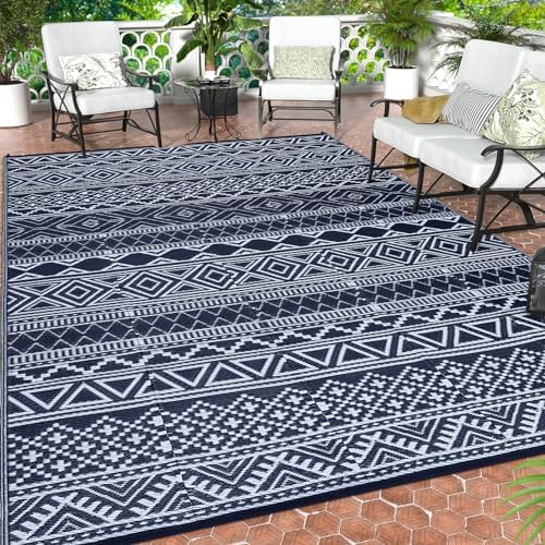 Garvee Waterproof Outdoor Rug 8x10 Reversible Plastic Straw Rug f...