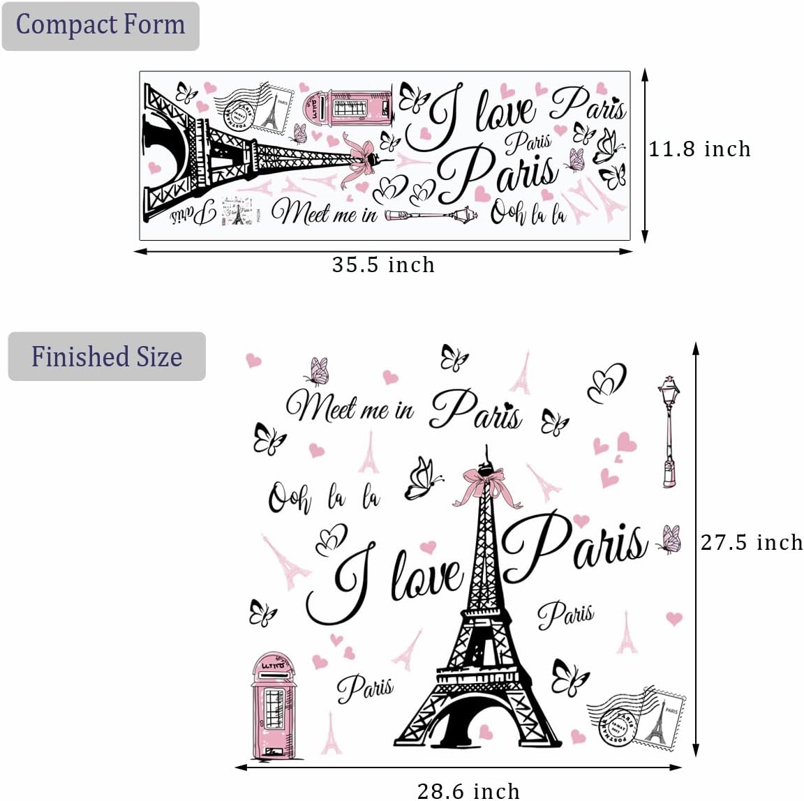 Paris Eiffel Tower Wall Stickers - Peel and Stick Decal for Bedroom, Living Room, Sofa Backdrop, TV Wall Decoration - Home Decor Art