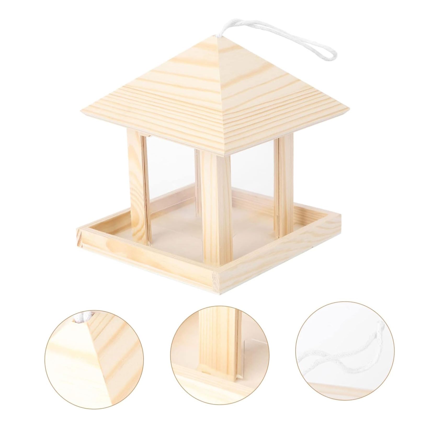 1 Stück automatischer Vogelhäuschen aus Holz zum Aufhängen im Freien, großes Fassungsvermögen, Wildvogelhäuschen, Gartendekoration für Hinterhof, Terrasse