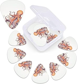 Octopus tentacles Print Guitar Picks 12 Pack Guitar Plectrums with Storage Box Bass Picks For Acoustic Guitar Bass Electric Ukulele Includes 0.46mm, 0.71mm, 0.96mm