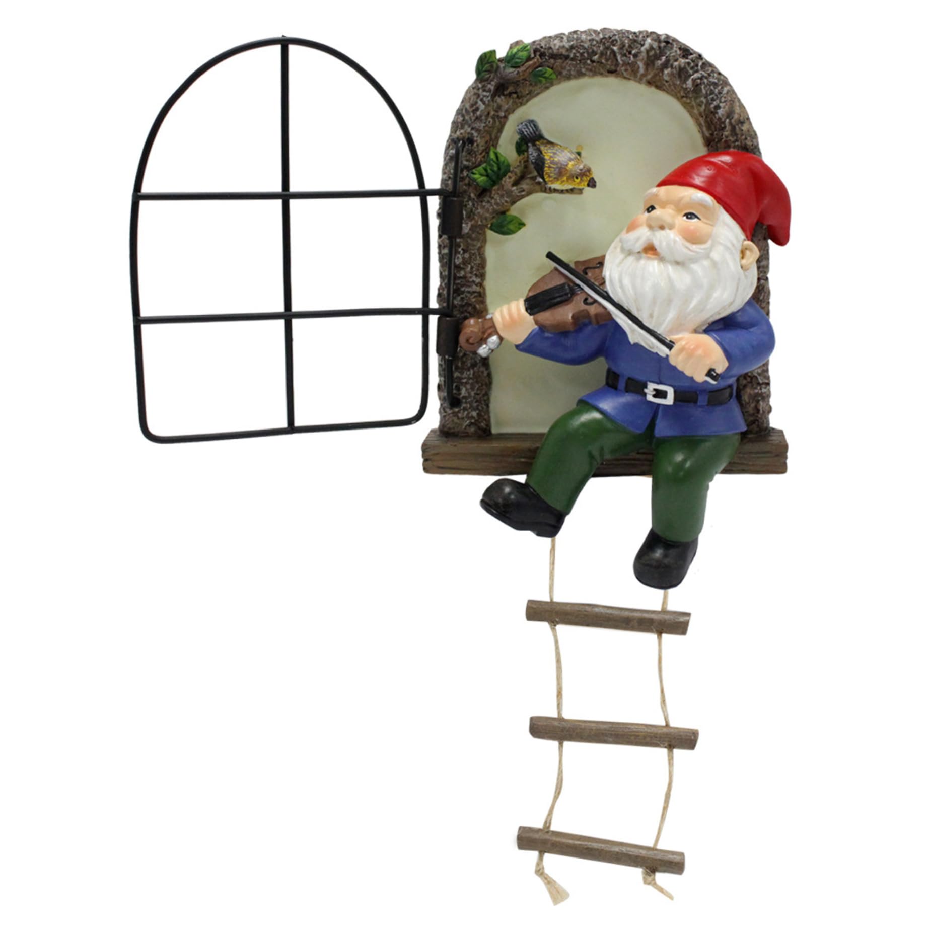 Hotainoys Assorted Color Tree Gnomes Decorations Outdoor, Glow In The Dark Tree House Accessories - Cute Resin Elf Figurine Playing Violin, Yard Decorations For Patio Lawn Garden Stump Gnome Outdoor