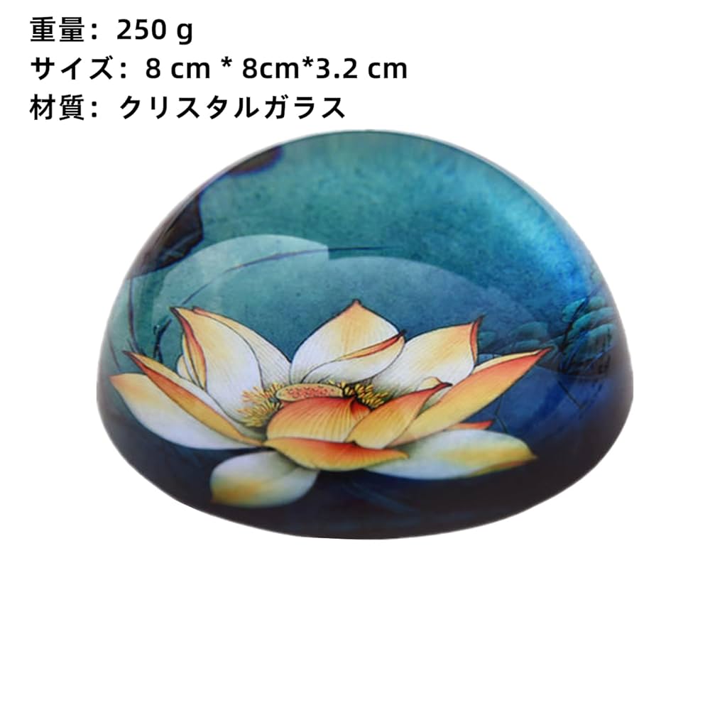 ☆新品☆ペーパーウエイト・飾物・カラフルな花模様のガラス玉 バカラ フラワー 白い花 ドーム型 ペーパーウェイト クリスタル