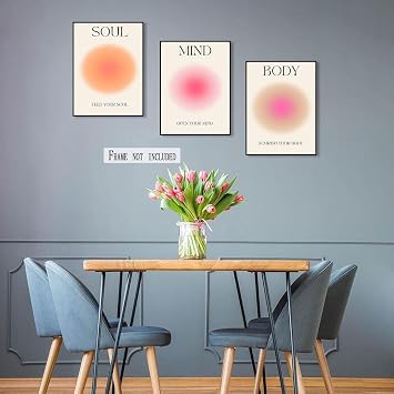 Enthusiasm 3 Stück bunte Aura Grain Gradient Leinwand Wandkunst Zahlen Poster Positive Aura Poster für Zimmer Ästhetik (40 x 60 cm)