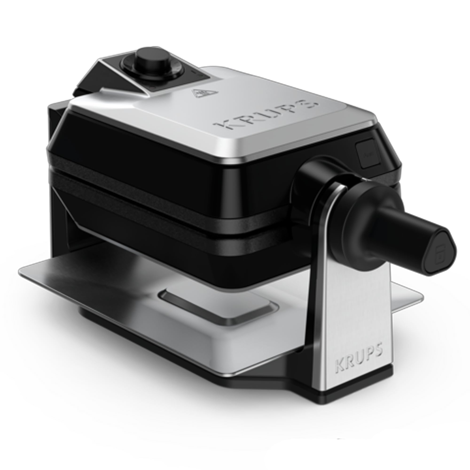 KRUPS Gaufrier Rotatif, Cuisson parfaites, Cuisson homogène, Utilisation facile, Plaques antiadhésives, Haute précision, Rangement vertical, FDD95D10, Noir / Métal
