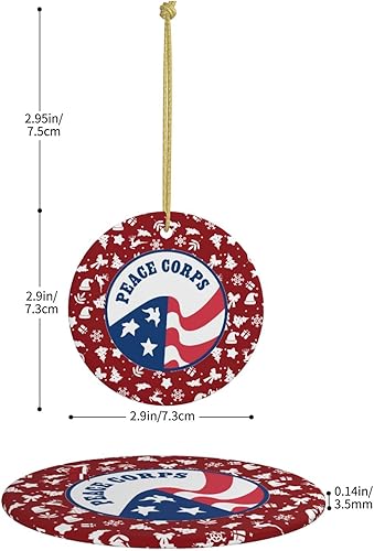 Miniatura 4 de Peace Corps Adornos de Navidad, adornos de cerámica redondos de porcelana, adorno de árbol de Navidad, oficina, decoración del hogar, recuerdos de