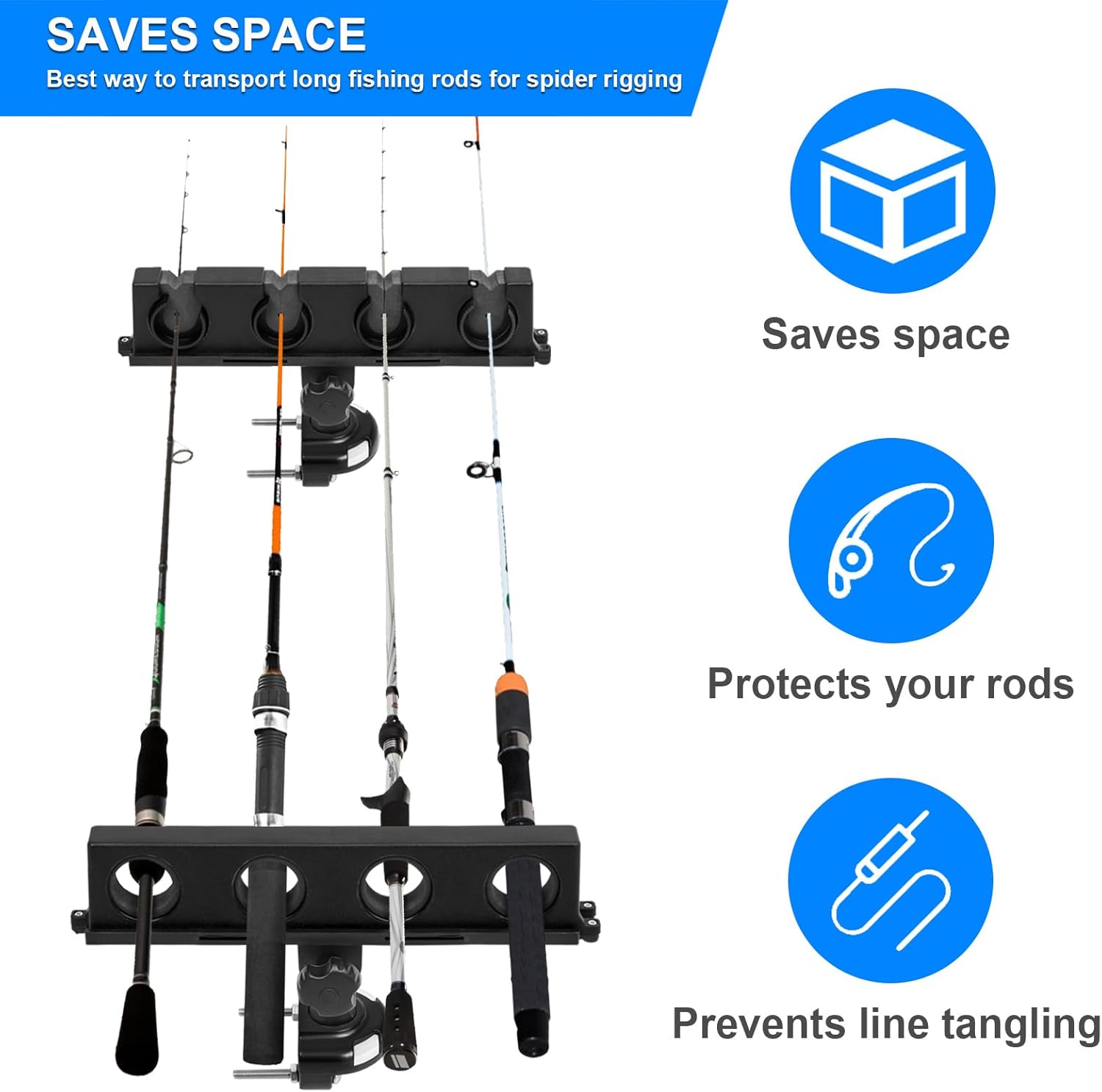 Fishing Rod Holder for Boat, 360° Rotatable Crappie Rod Holder for Boat, Boat Rod Storage Rack