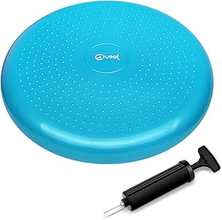 Hivool Cuscino propriocettivo, Cuscino per l'equilibrio di Stabilita per Fitness, Core Training, Sedile per Terapia Fisica per Sedia da Ufficio, Casa, Aula con Pompa e Guida (Nero e Blu)