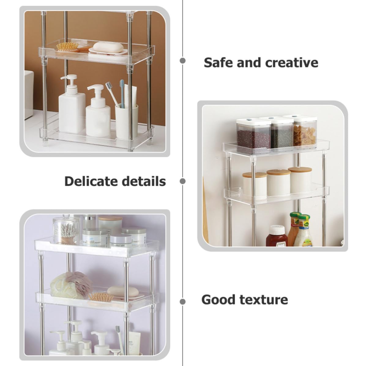 GANAZONO Estante de Almacenamiento Multicapa para cosméticos de Escritorio y Lavabo de baño, para perfumes y Cuidado de la Piel, PS y Acero Inoxidable, Mantiene Limpio y ordenado