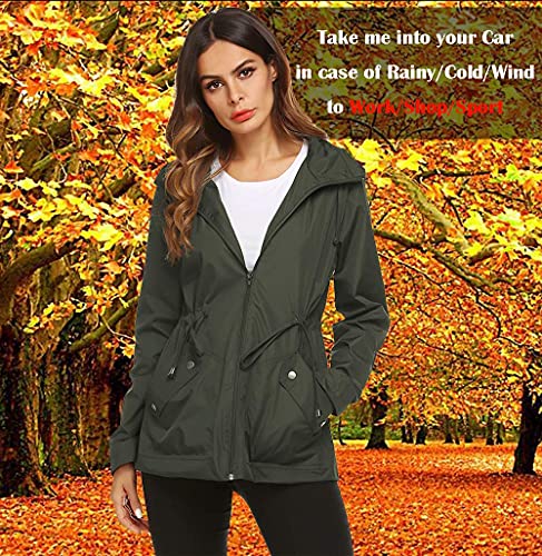 Zhenwei Hiking Raincoat,Women Waterproof Breathable Mesh Lined Rain Jacket(Army Green,S) #TOP1