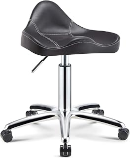 Stool Ergonomic,Professional Equipment Pu Leather Thick Padding Salon Stool for Hairdressing Massage Spa Salon Tattoo Dental Clinic Bar Studio/Black (Black)