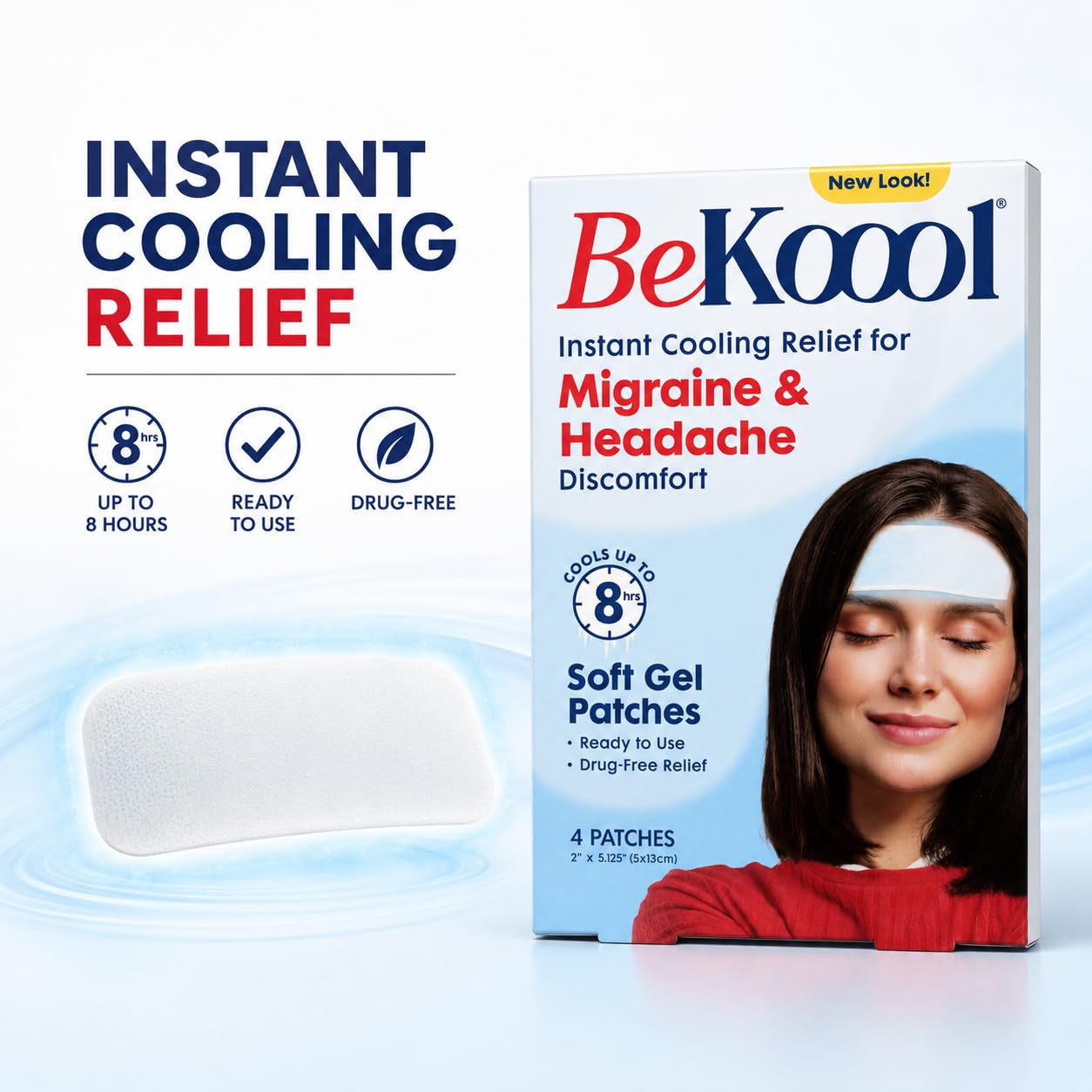 BeKoool Migraine & Headache Cooling Soft Gel Patches, 4 ct (Pack of 2) — Amazon image 8