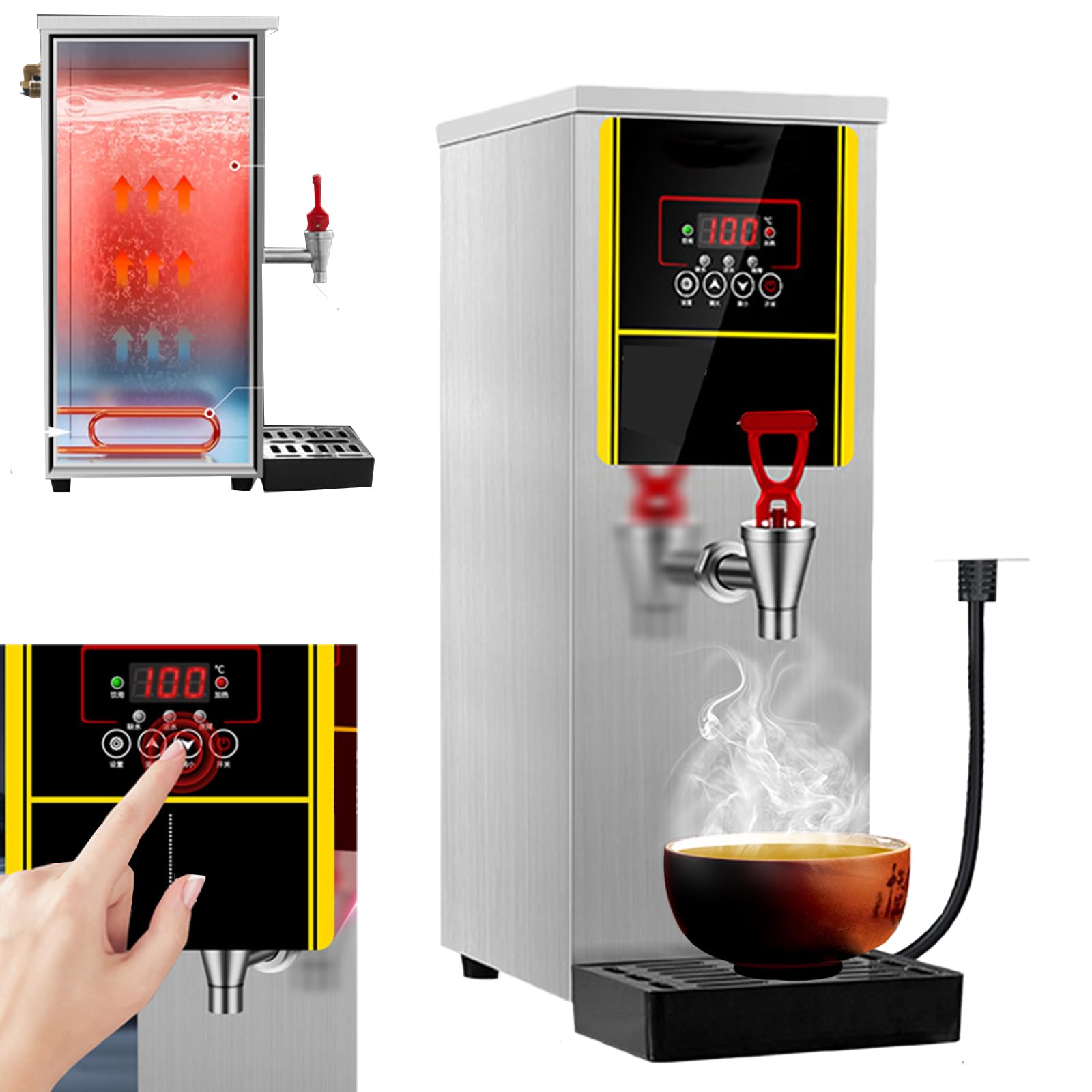 Chaudière à eau chaude 30 L/h noire à température réglable pour bureau et café