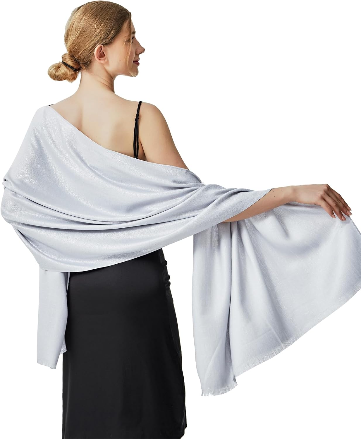 Sparkling Metallic Pashmina Shawl Wraps Scarf for Evening Party Bridal Wedding Formal Dresses - Image 4