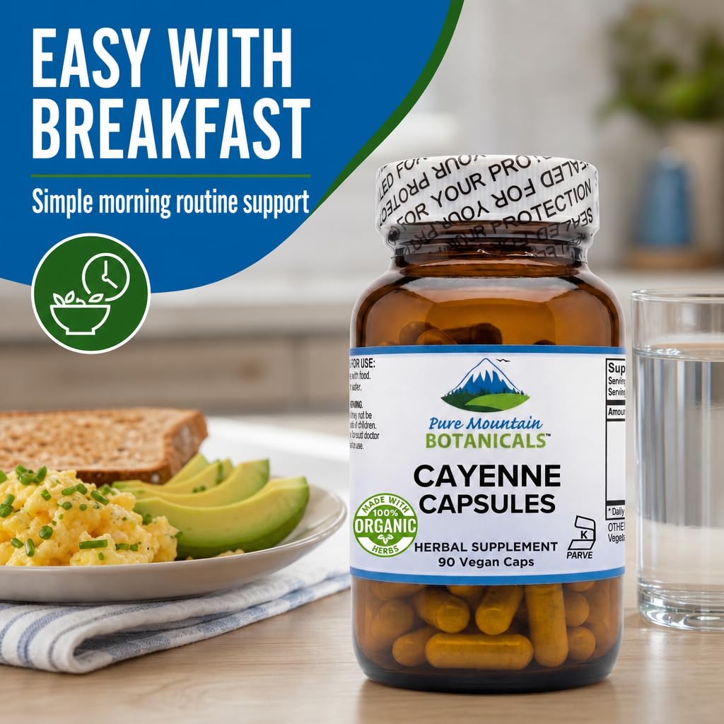 Pure Mountain Botanicals Cayenne Pepper Capsules - 500mg Organic, 90 Ct — Amazon image 8