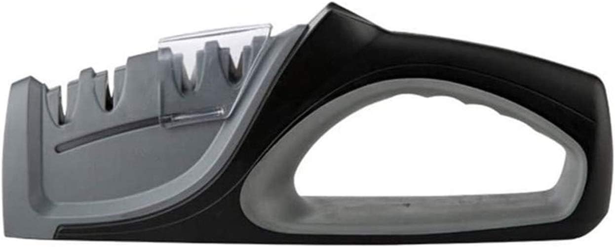 Knife Sharpener for Straight and Serrated Knives Stainless Steel Ceramic and Tungsten - Easy Manual Sharpening for Dull Steel Paring Chefs and Pocket Knives