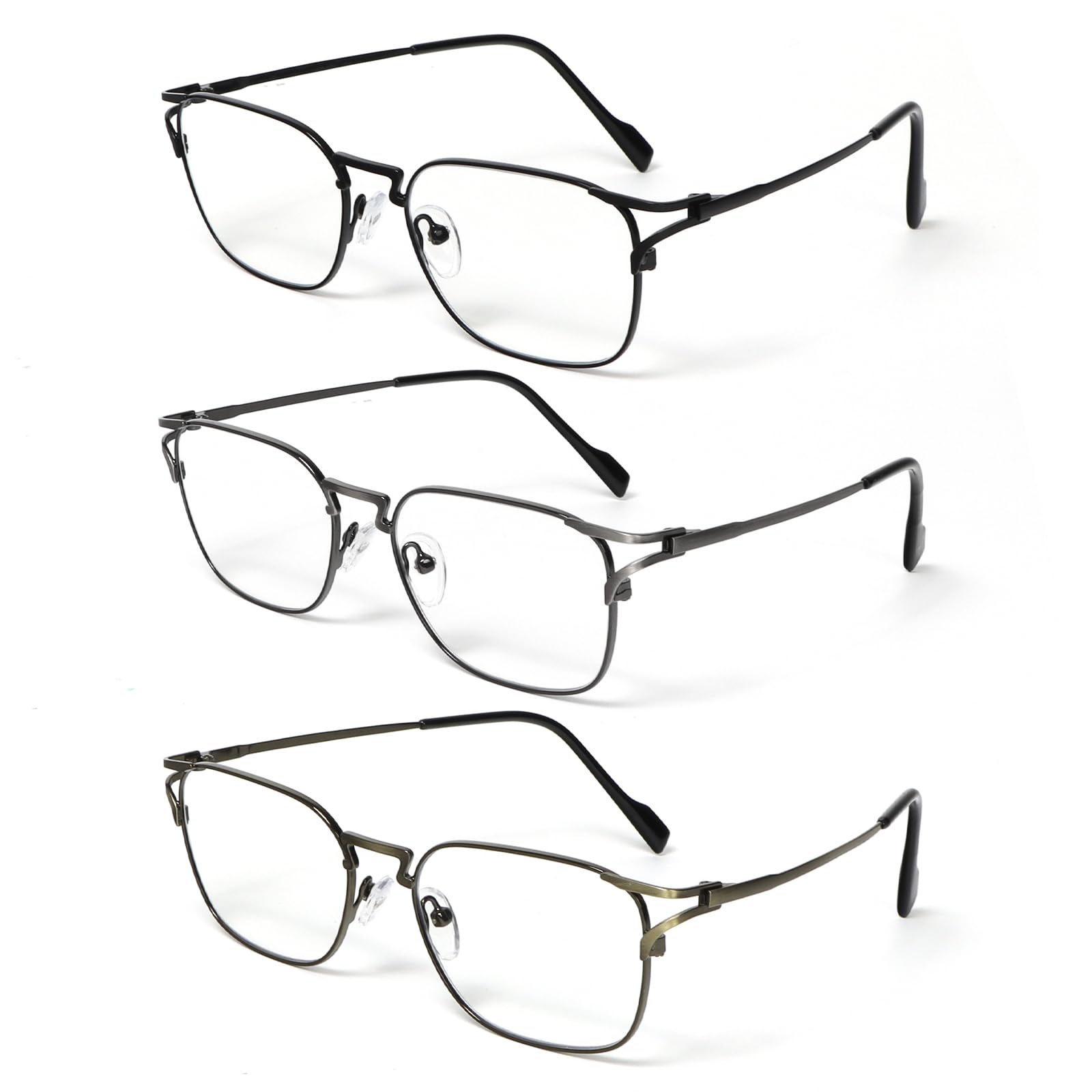UVTQSSP 3 Stück Klassische Metall Lesebrille Runde Anti-Blau