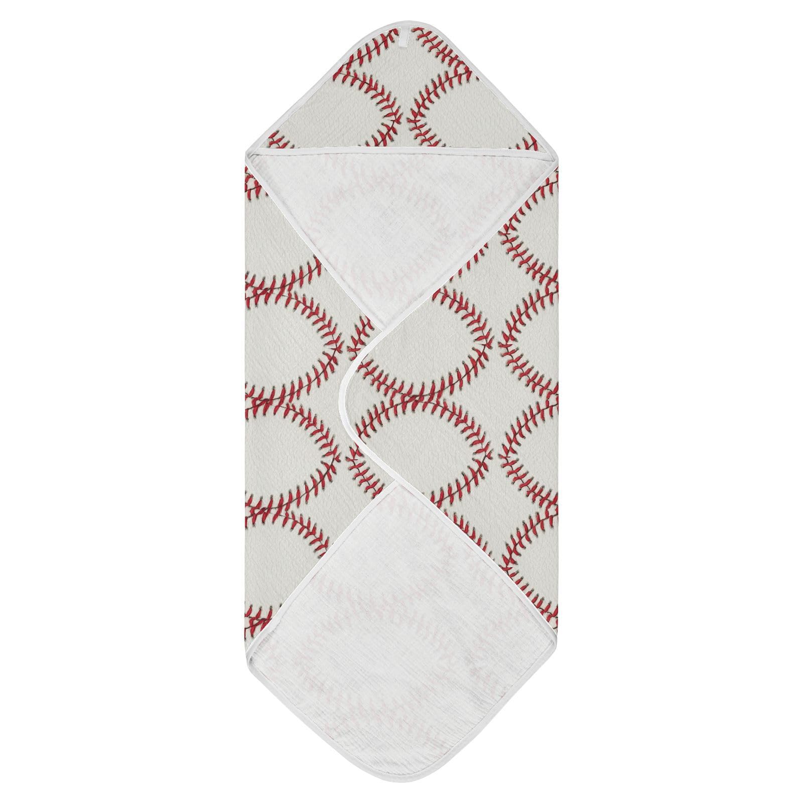 Msyxl Baseball Stitches Hooded Towel - Ultra Soft & Absorbent Muslin Cotton Bath Towel for Babies, Toddlers, Newborn - Boys & Girls Essential 35