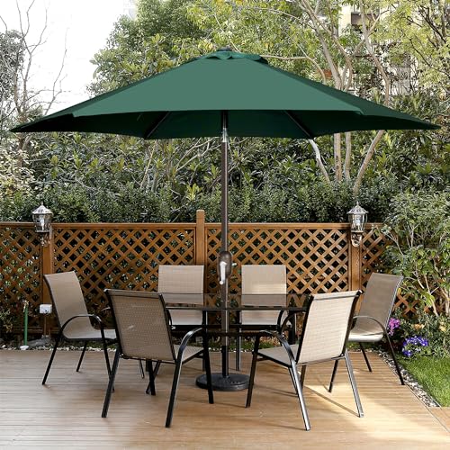 Image of Blissun 7.5 ft Patio Umbrella, Yard Umbrella, Outdoor Market Umbrella with Push Button Tilt Crank, Dark Green
