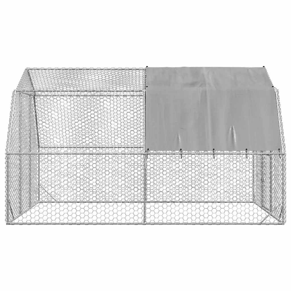Kurnik z dachem, stal ocynkowana, 2,5 x 4 x 2,25 m, odporny na warunki atmosferyczne wybieg z wytrzymałą metalową ramą i zamykanymi drzwiami, idealny do ogrodu, na zewnątrz, dla małych
