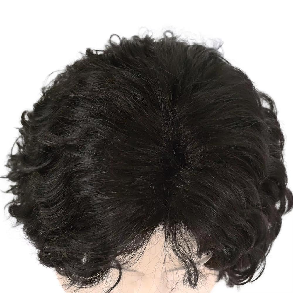 Haarpflege Naturfrisur Dunkelbraune Perücke Langes Lockiges Haar Für Männer Rock-Perücke Für Den Täglichen Gebrauch