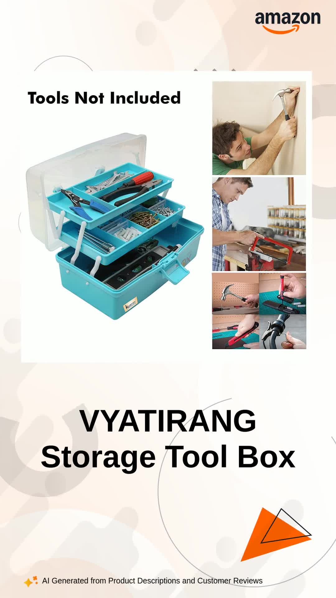 VYATIRANG Multi-Purpose Plastic Storage Tool Box Case Portable 3