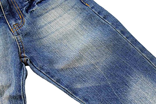 Bienzoe Boys Adjustable Waist Jeans: Cowboy Low Waist Ripped Cotton Straight Slim Denim Pant3