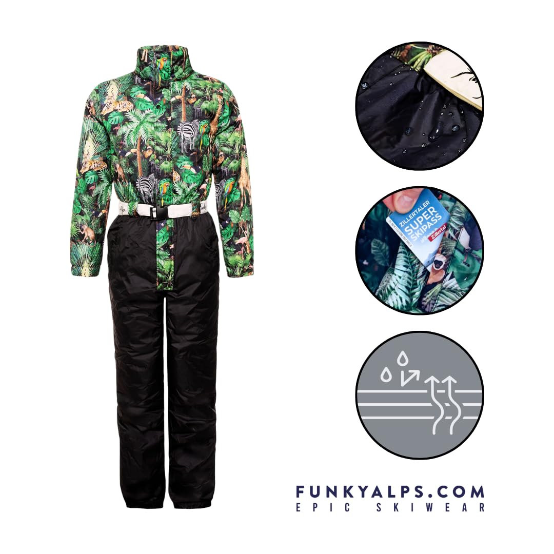 Jungle Skianzug - Unisex Dschungel Retro-Ski-Outfit - Wind- und wasserdicht - Perfekt für Après-Ski - Erhältlich in den Größen S bis XXL