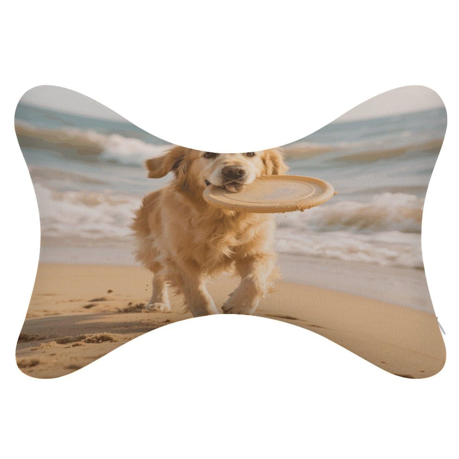 VstaDank Golden Retriever Dog Car Neck Pillows 2 Pack Removable Ergonomic Cervical Support Pillow Fashion Cozy Bone Shaped Pillows Soft Car Headrest Pillow for Office Airplane Most Car
