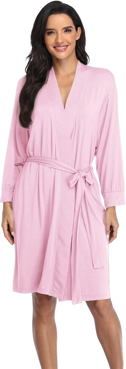 Super Shopping-zone Women's Robes Lightweight Kimono Robes Knit Bathrobes Soft Sleepwear Loungewear - Image 2