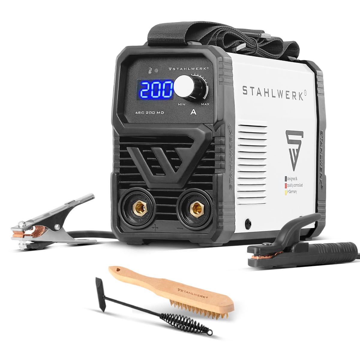 STAHLWERK Saldatrice ad elettrodo ARC 200 MD – MMA & Lift-TIG (DC) fino a 200 A, uso flessibile senza gas, compatta & leggera 3,4 kg, Smart Cooling, Hotstart automatico