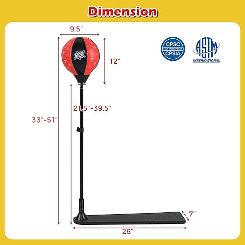 Miniatura 6 de Goplus Saco de boxeo para niños, soporte de boxeo ajustable en altura con guantes para niños y niñas a partir de 8 años, juego de juguetes de boxeo