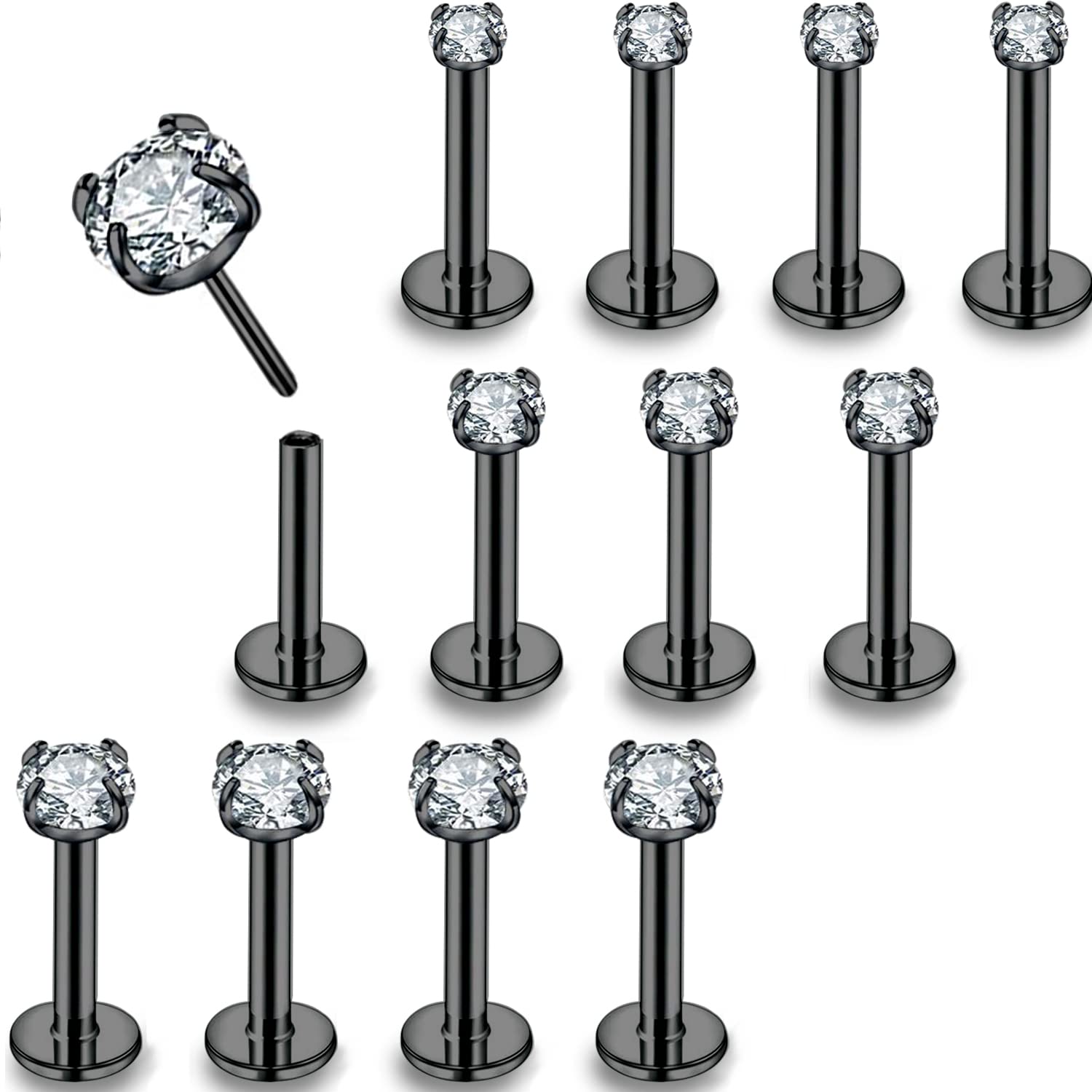 PunkTracker 16g/18g/20g Threadless Lip Rings Tragus Earrings Surgical Steel Helix Conch Cartilage Earrings Monroe Piercing Jewelry for Women Men