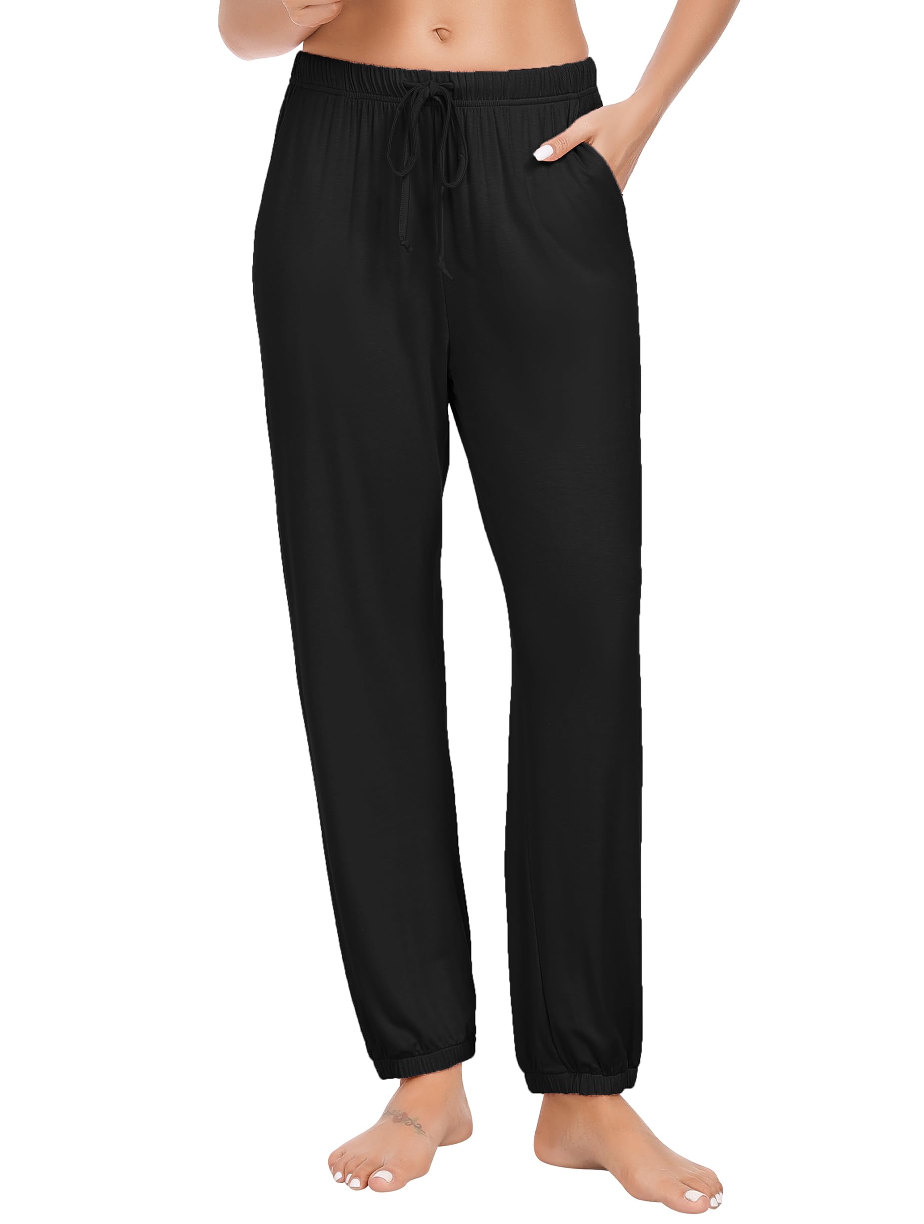 Vlazom Damespyjama met V-hals, zachte loungewear, zomerpyjama, katoen, korte mouwen, nachtkleding met zakken, trekkoord, S-XXL, M