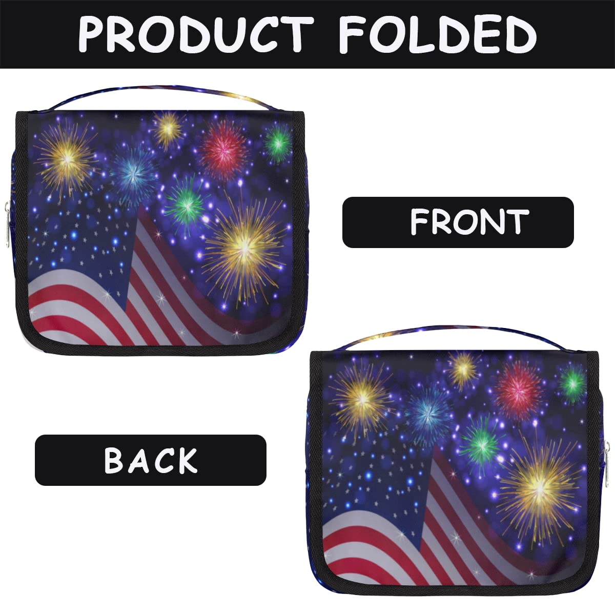 Ndependence Dzień Wakacje Podróżna kosmetyczka Amerykańska flaga Mycie Torba Unisex Wiszące przybory toaletowe Kosmetyczka Organizer do makijażu, wielobarwny, Jeden rozmiar