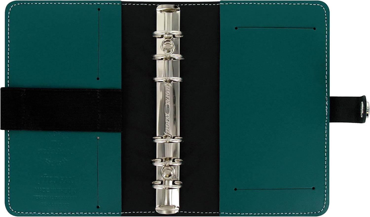 Filofax The Original Organizer, Personal Size, Dark Aqua - Leather, Six Rings, Week-to-View Insert, Multilingual (C022382)